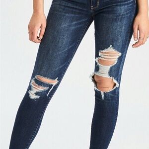 Women's Distressed Blue Jeans